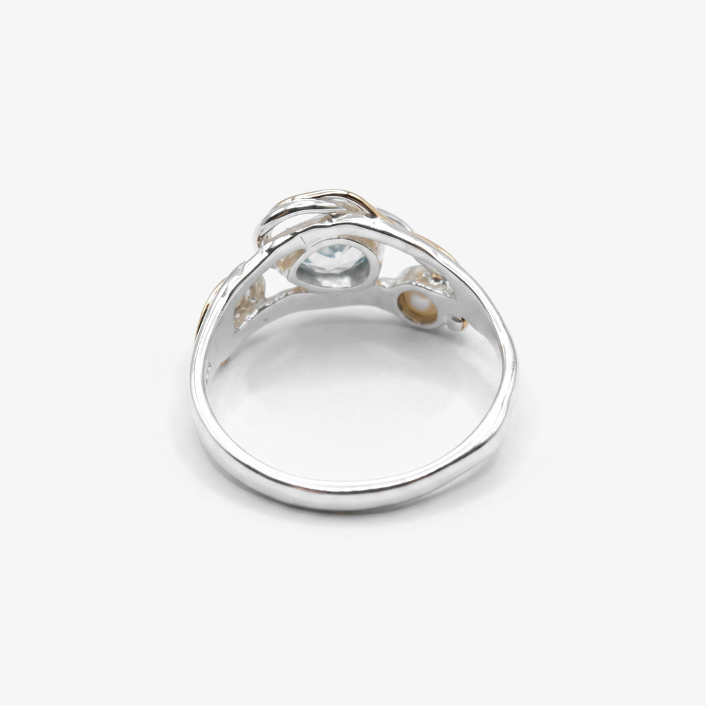 Sterling Silver Blue Topaz & Pearl Ring