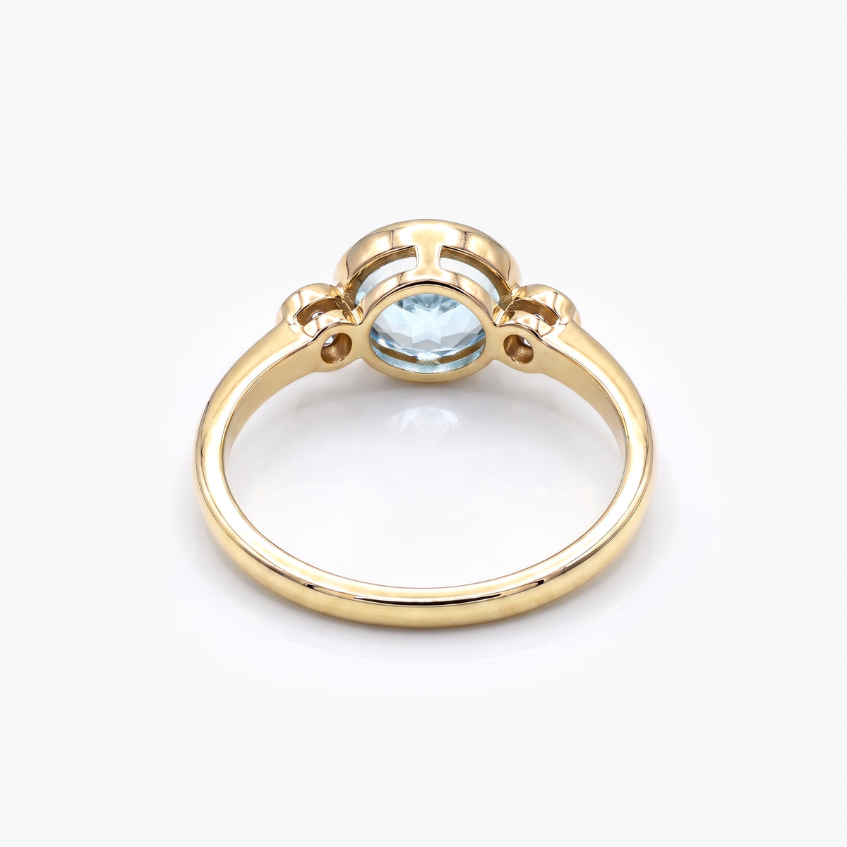 9ct Yellow Gold Oval Blue Topaz and Diamond Ring back view