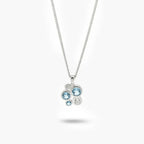 Silver Blue Topaz and CZ Bubble Pendant Necklace