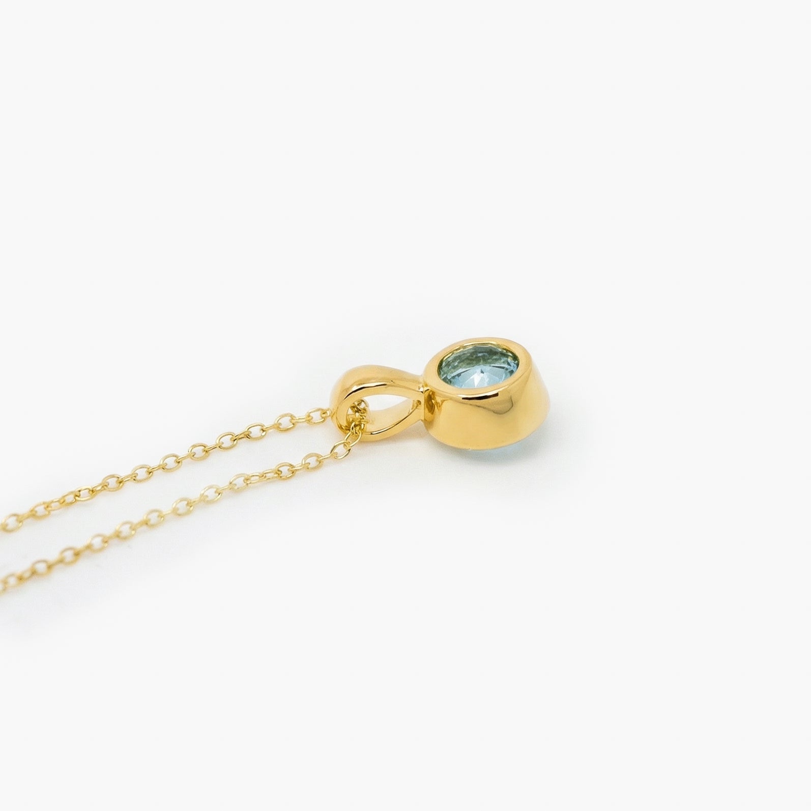 Gold Plated Silver Blue Topaz Solitaire Pendant Necklace