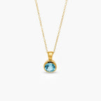 Gold Plated Silver Blue Topaz Solitaire Pendant Necklace