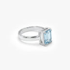 Silver Blue Topaz Emerald Cut Solitaire Ring