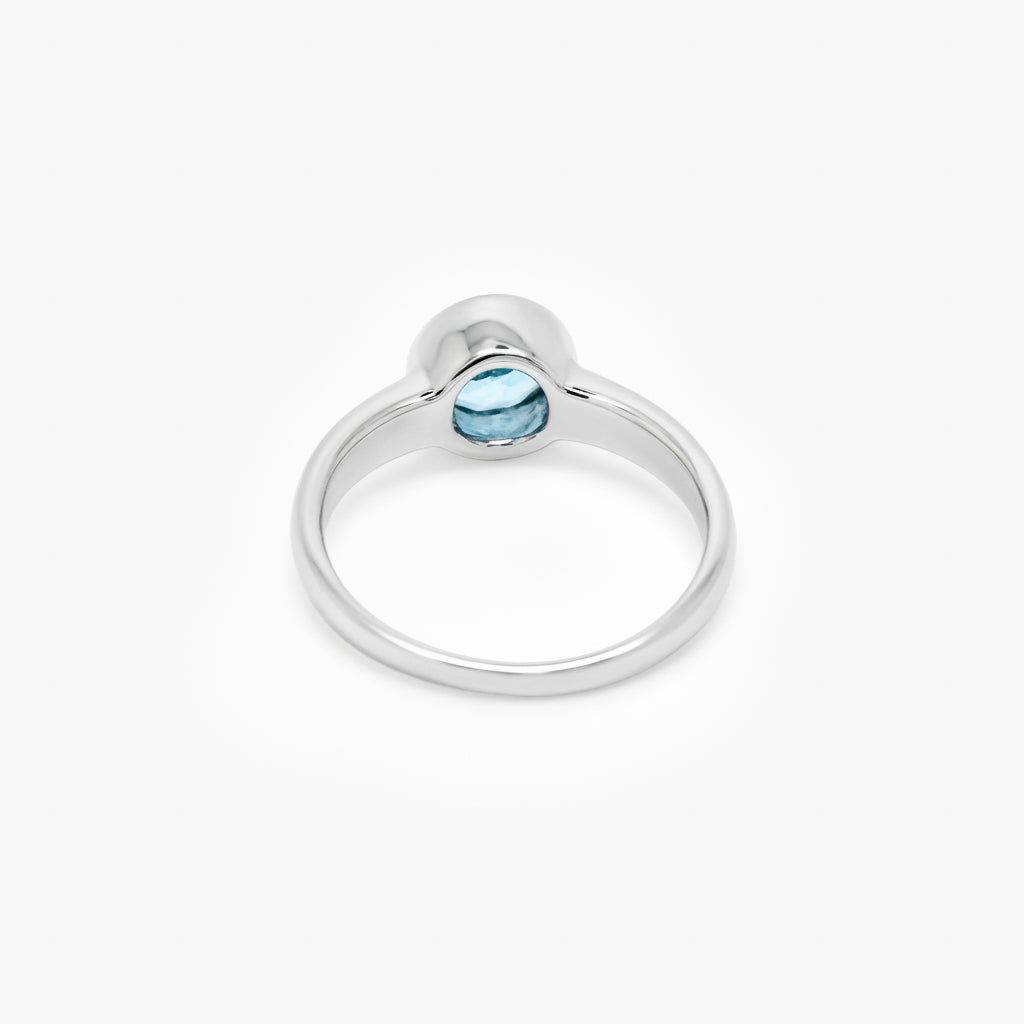 Silver Blue Topaz Solitaire Ring
