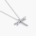 9ct White Gold Diamond Dragonfly Pendant Necklace