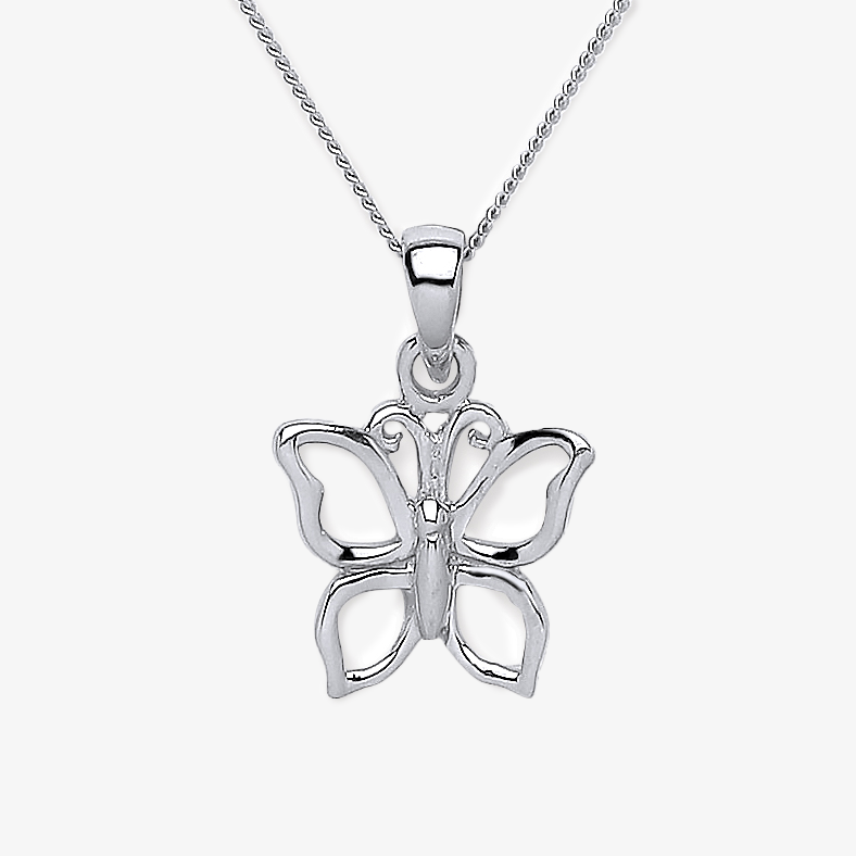 NEW Open Butterfly Silver Necklace