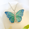 NEW Silver Blue & Green Butterfly Necklace