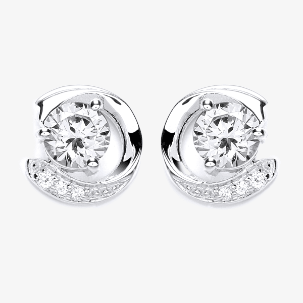 NEW Circle White CZ Silver Earrings - Jordans Jewellers