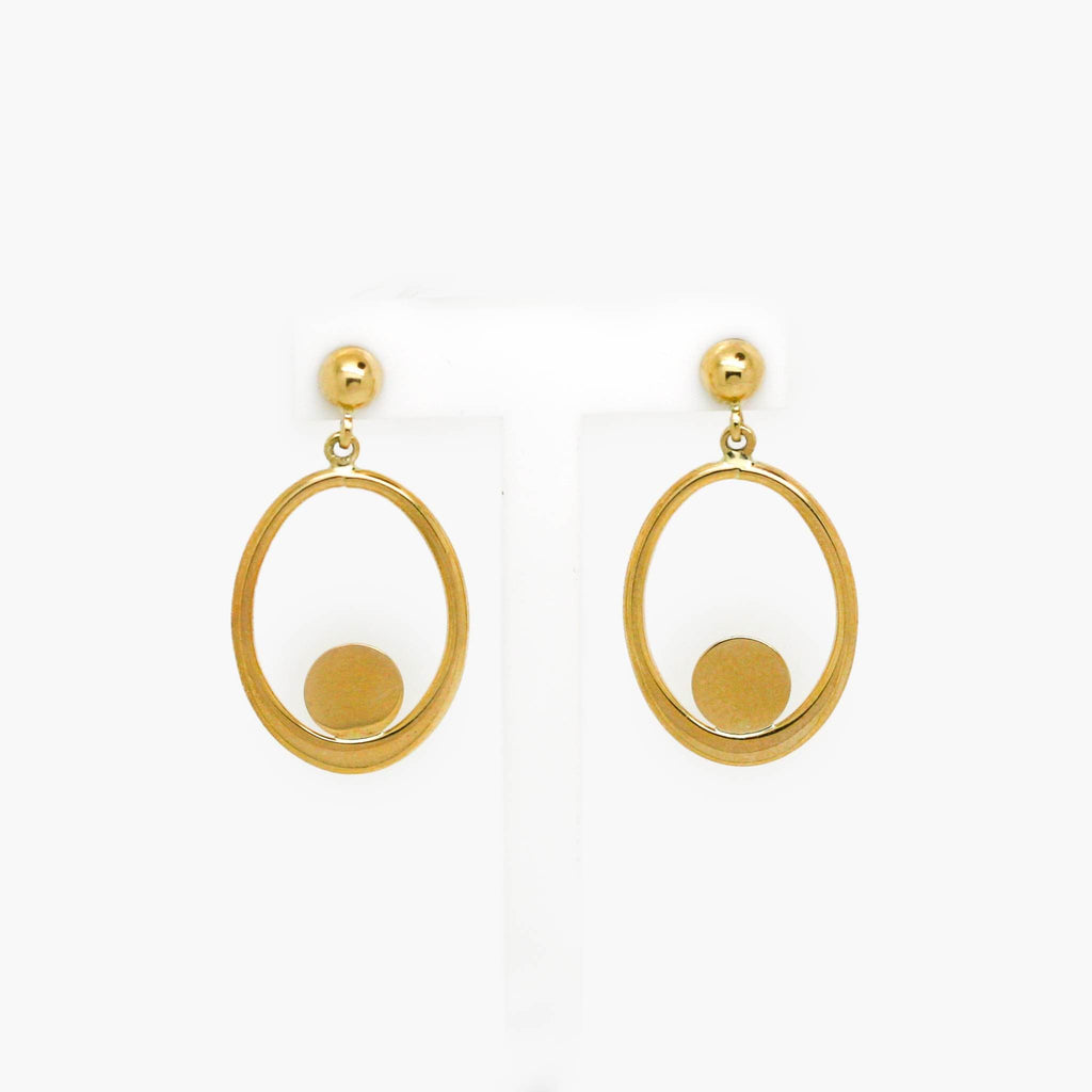Oval Disc Drop Earrings in 9ct Yellow Gold - Jordans Jewellers
