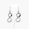 Silver Hammered Double Circle Drop Earrings