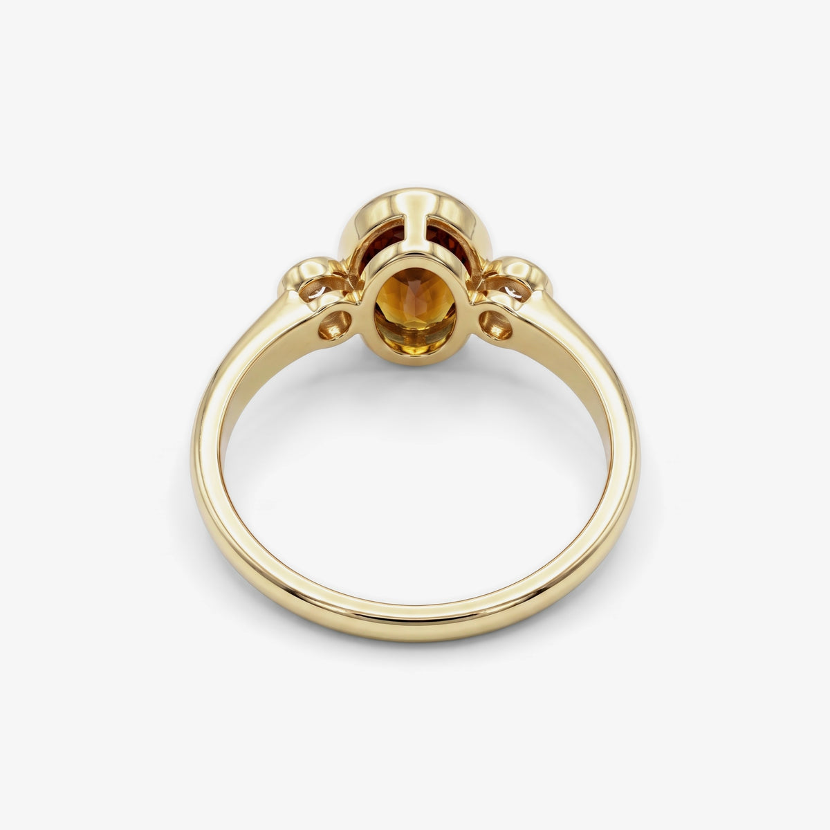 9ct Yellow Gold Oval Citrine and Diamond Ring back view