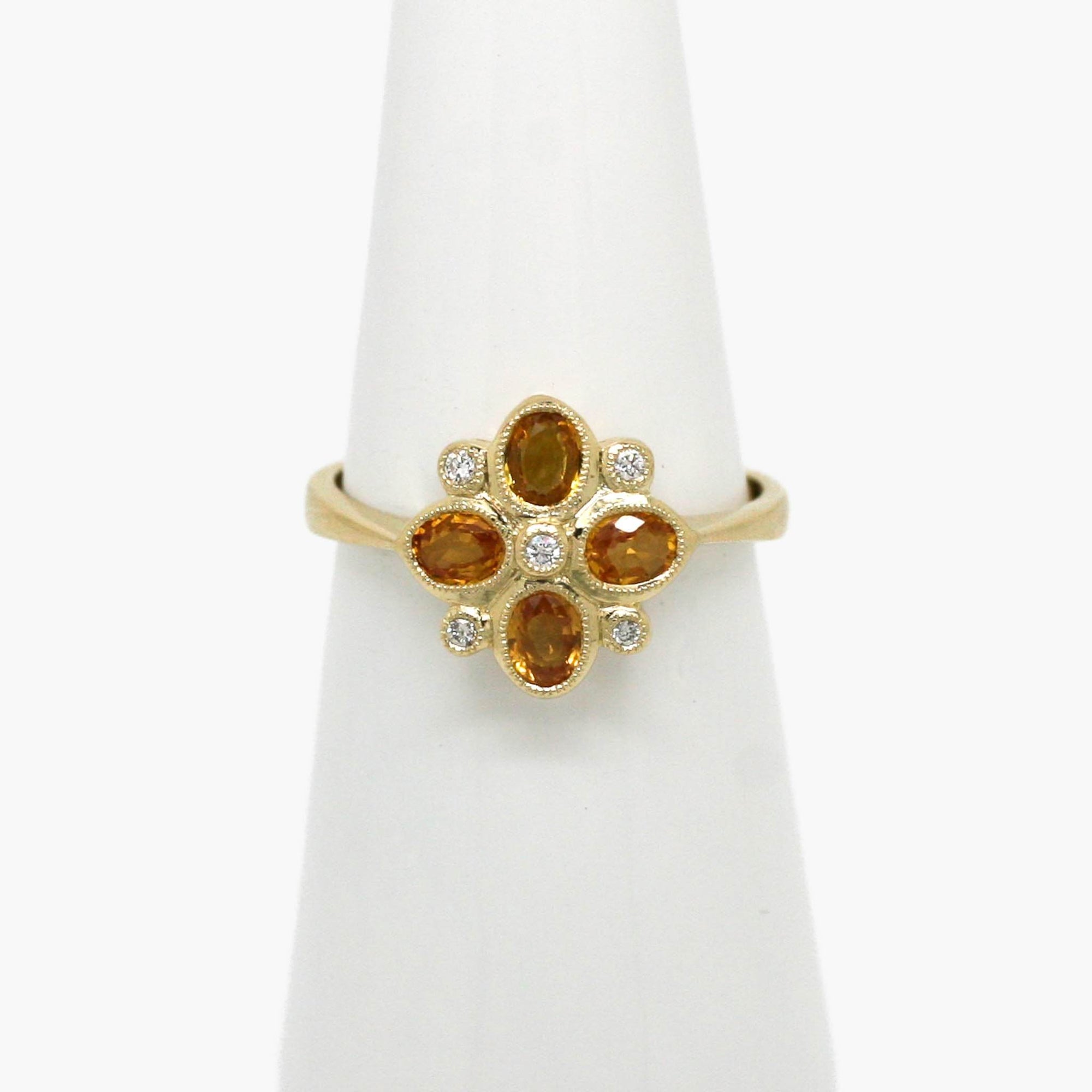 Floral Citrine & Diamond Ring in 9ct Gold - Jordans Jewellers