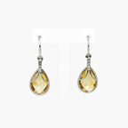 9ct White Gold Citrine Diamond Drop Earrings - Jordans Jewellers