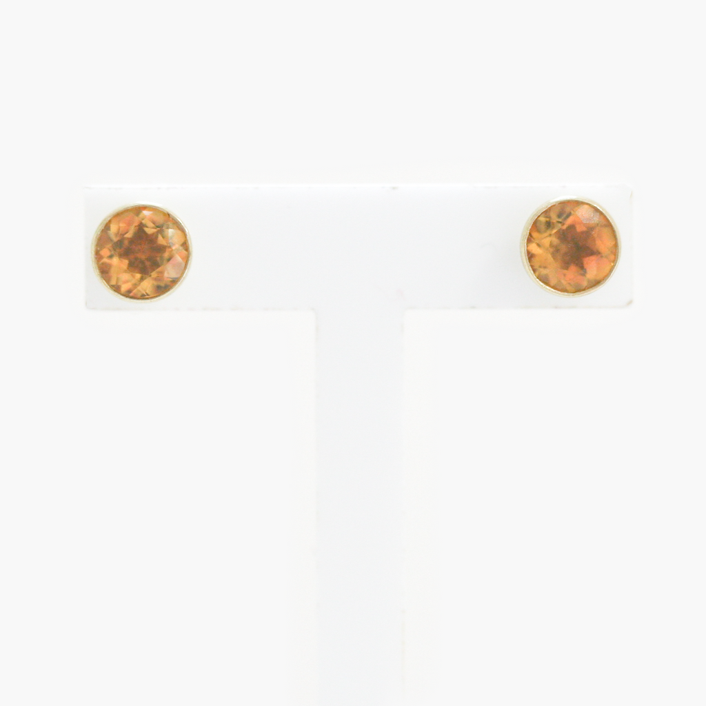 NEW 9 Carat Yellow Gold Citrine Round Earrings