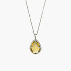 9ct White Gold Citrine and Diamond Teardrop Pendant Necklace - Jordans Jewellers