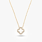 18ct Yellow Gold Diamond Clover Pendant Necklace