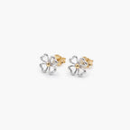 9ct Two-Tone Gold Open Four-Leaf Clover Stud Earrings