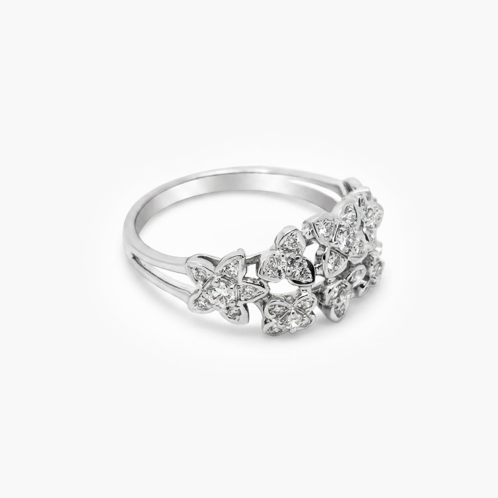 18ct White Gold Diamond Floral Cluster Ring