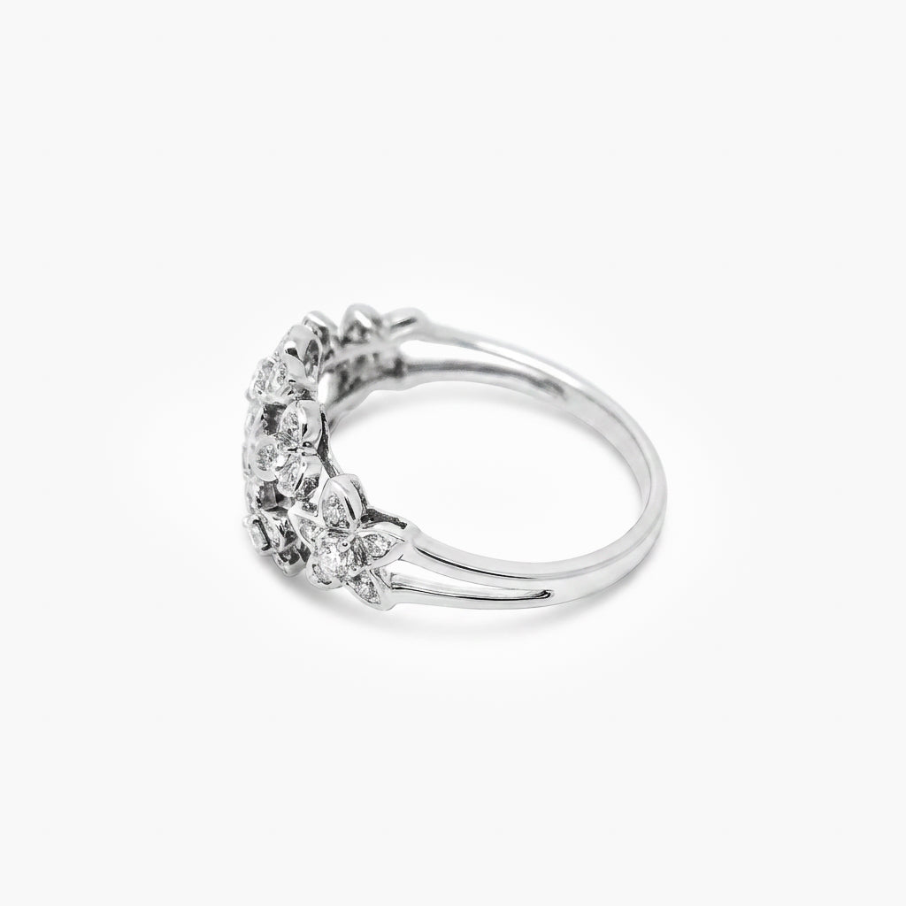 18ct White Gold Diamond Floral Cluster Ring