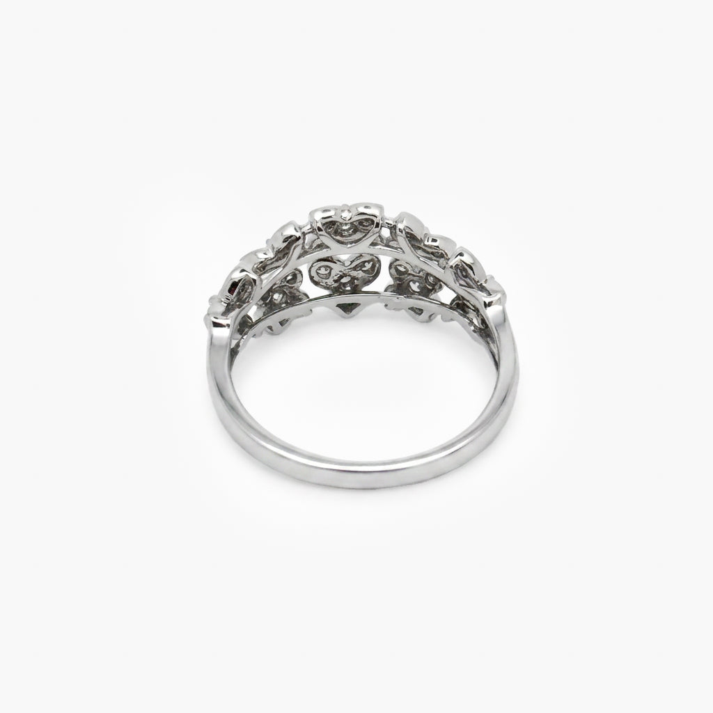 18ct White Gold Diamond Floral Cluster Ring