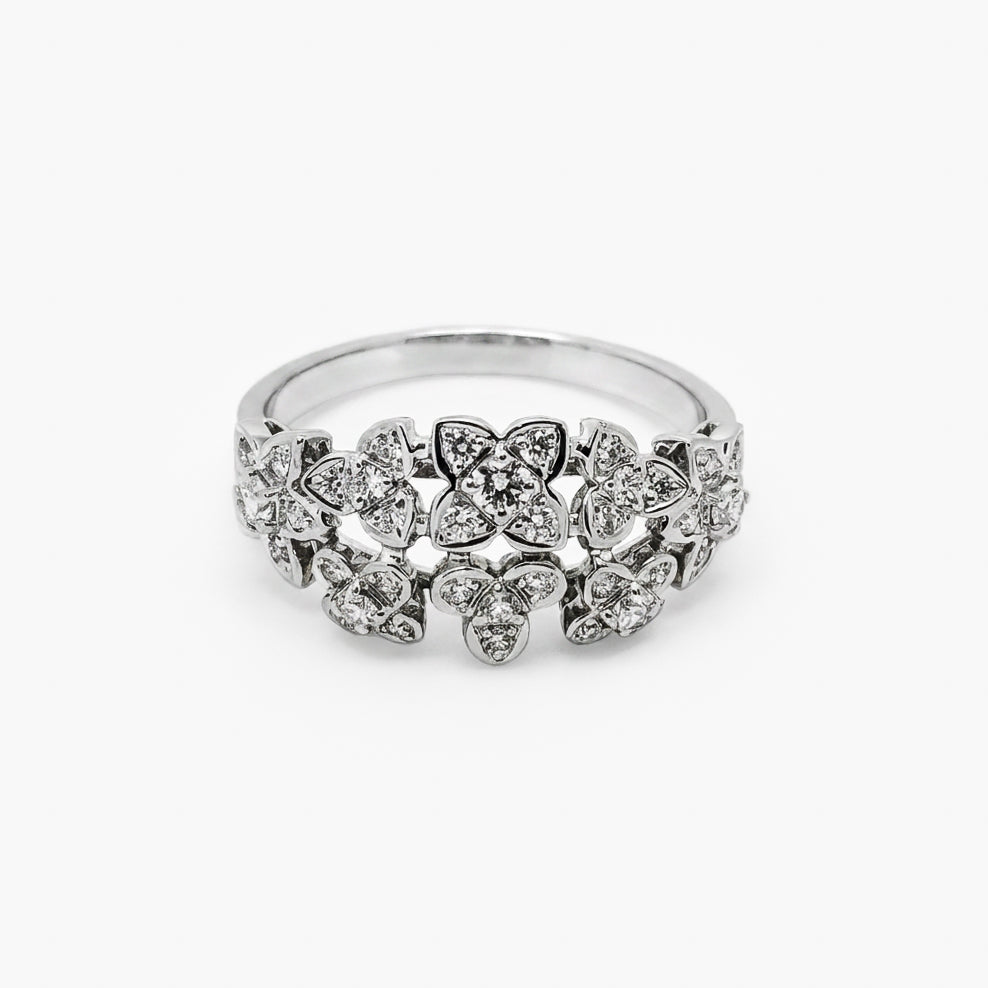 18ct White Gold Diamond Floral Cluster Ring