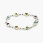 Silver Bracelet with Amethyst, Peridot, Citrine & Blue Topaz - Jordans Jewellers