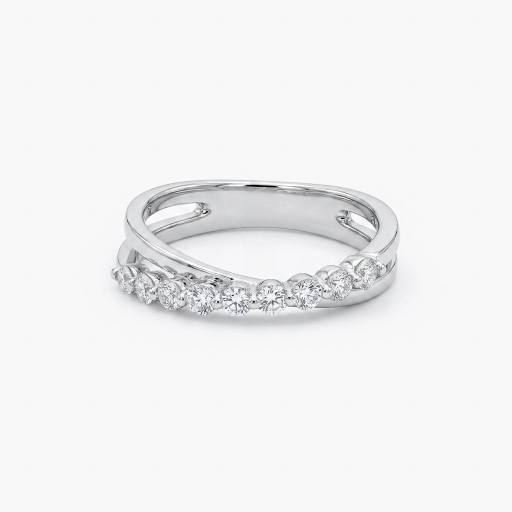 9ct White Gold 0.30ct Diamond Crossover Split Band Ring