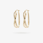 9ct Yellow Gold Crossover Oval Hoop Earrings