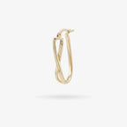 9ct Yellow Gold Crossover Oval Hoop Earrings