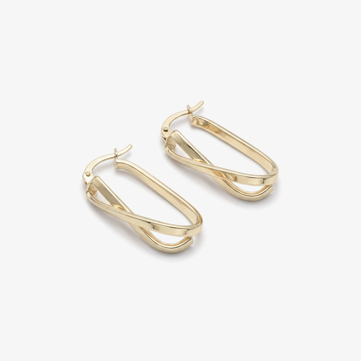 9ct Yellow Gold Crossover Oval Hoop Earrings