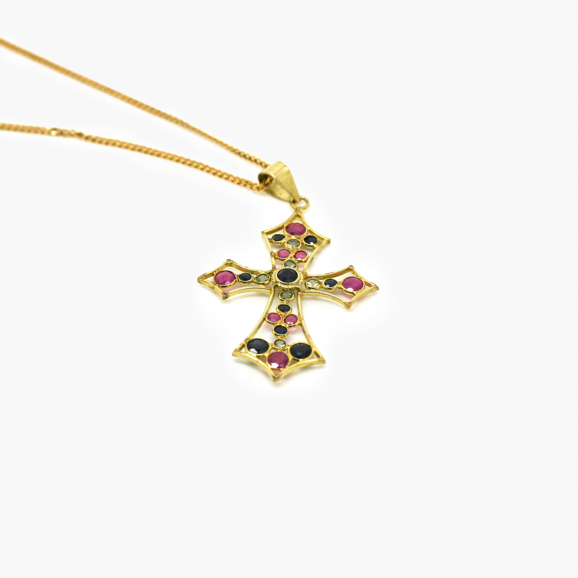 multi gem cross pendant