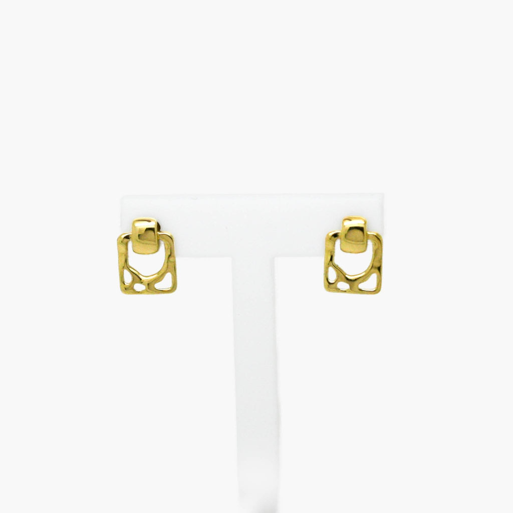 Abstract Square Stud Earrings in 9ct Yellow Gold - Jordans Jewellers