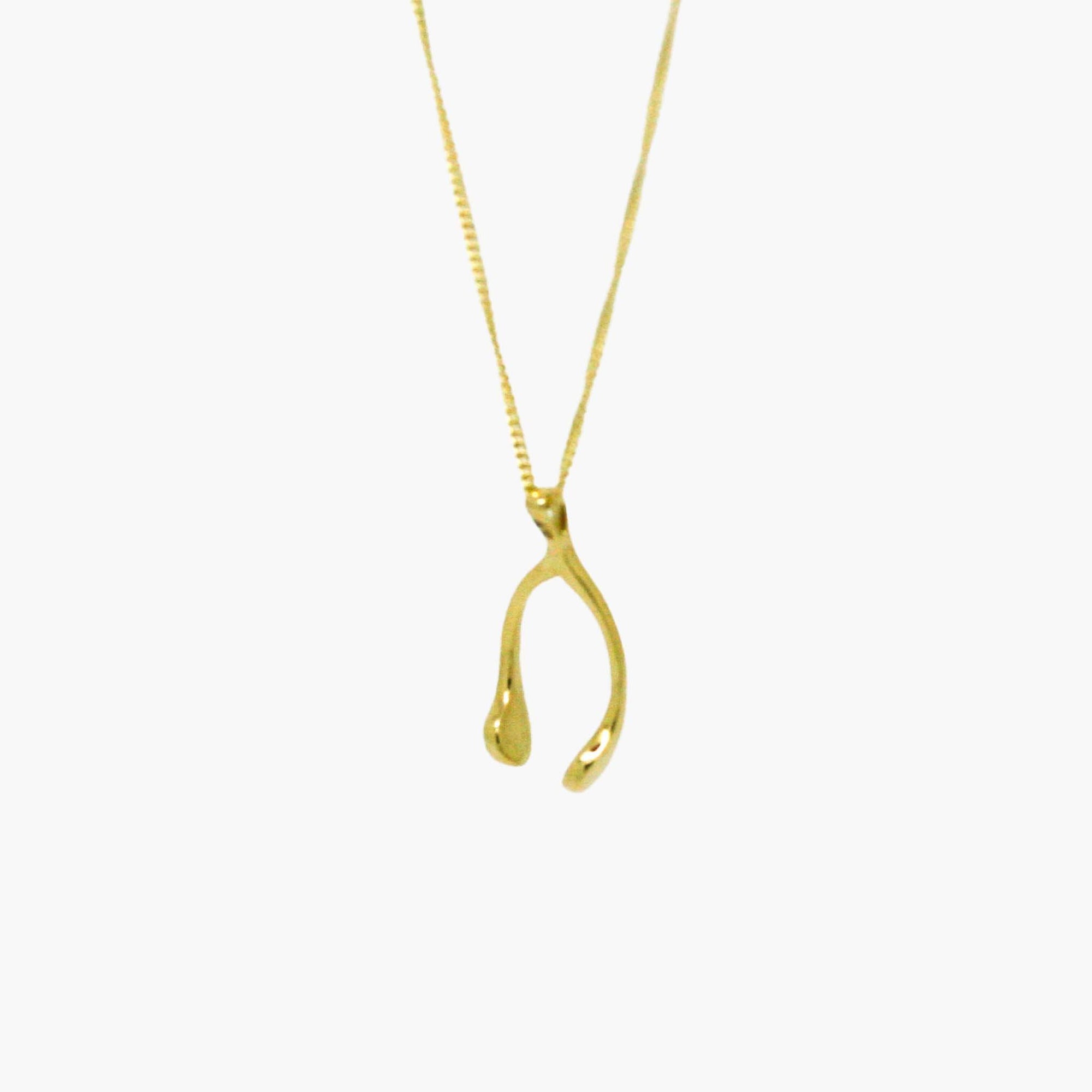 Wishbone Pendant Necklace in 9ct Yellow Gold - Jordans Jewellers