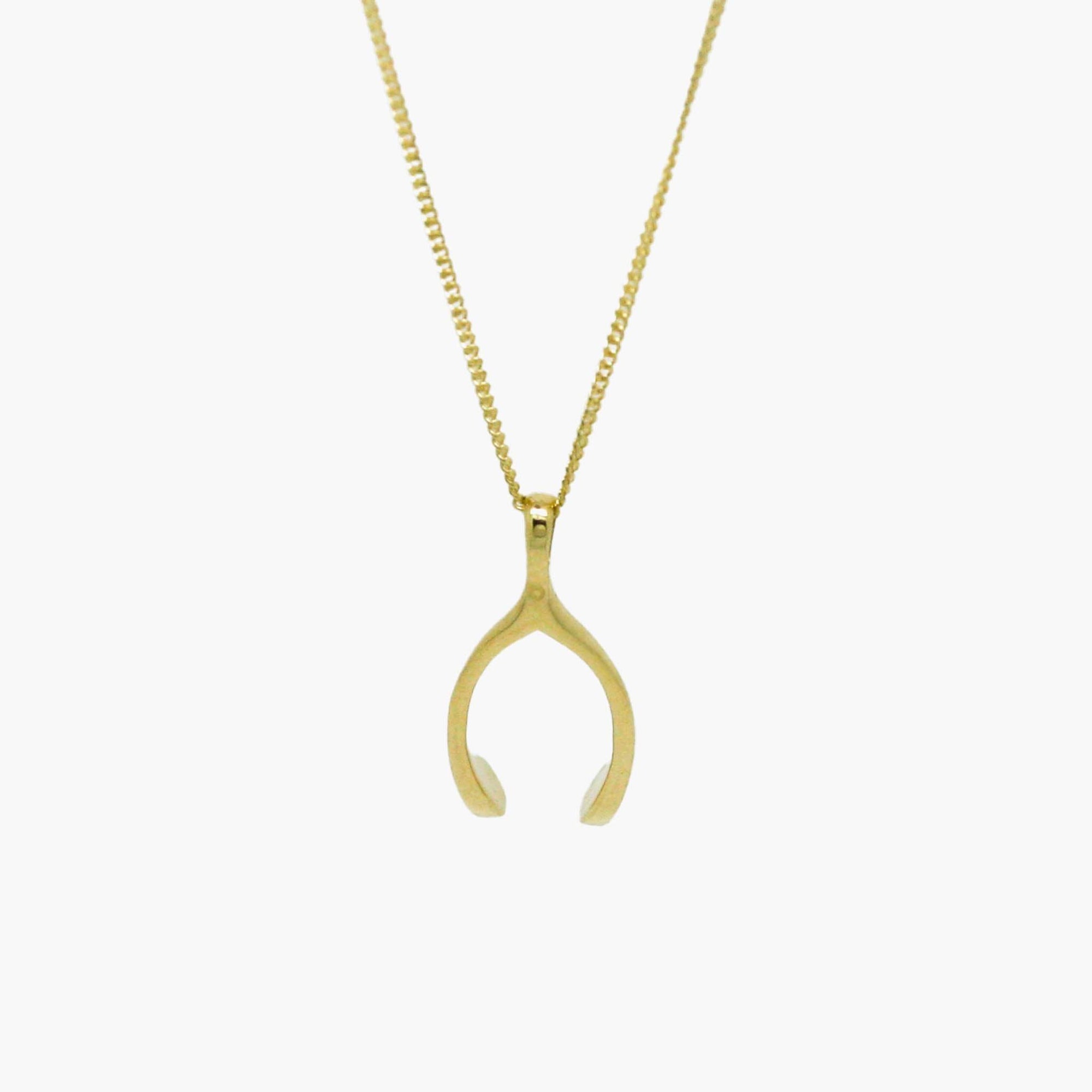 Wishbone Pendant Necklace in 9ct Yellow Gold - Jordans Jewellers