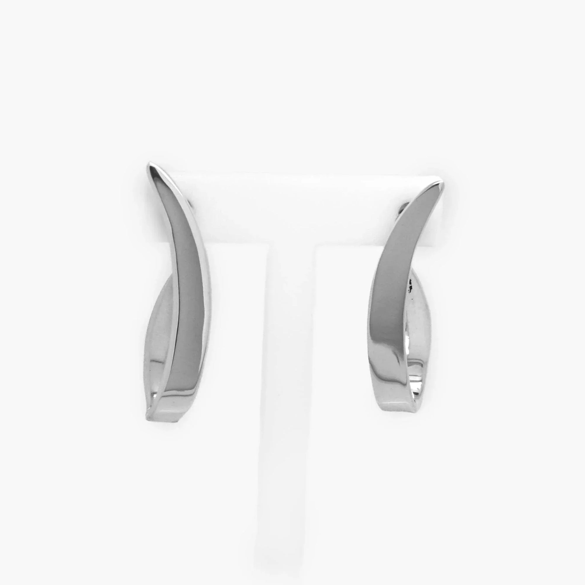 Silver Curved Elongated Stud Earrings - Jordans Jewellers