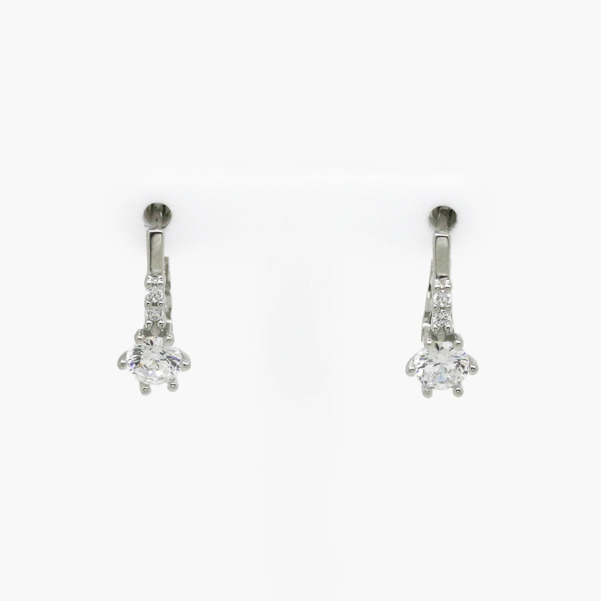 Silver Claw Set CZ Drop Earrings - Jordans Jewellers