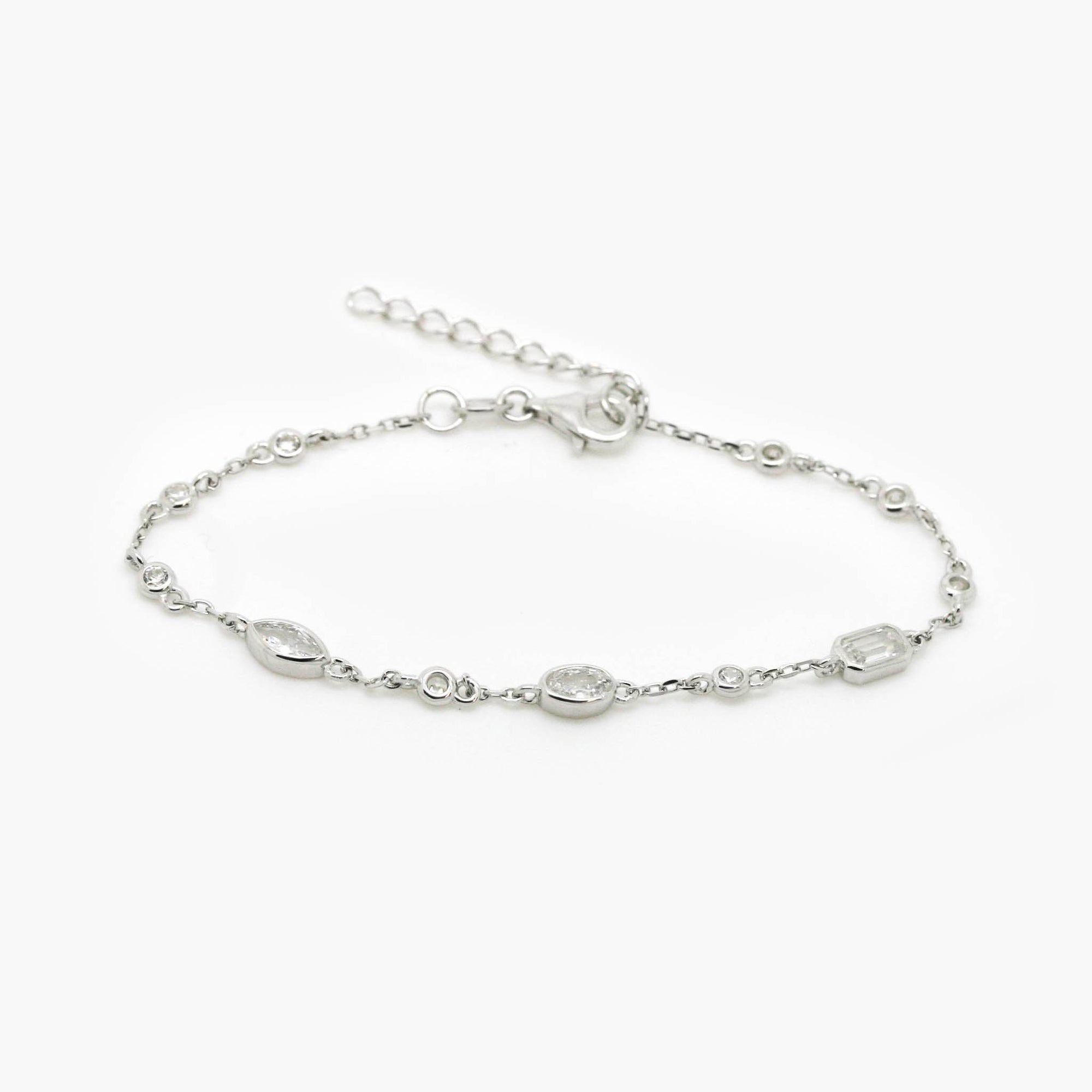 Silver CZ Multi Shape Bracelet - Jordans Jewellers