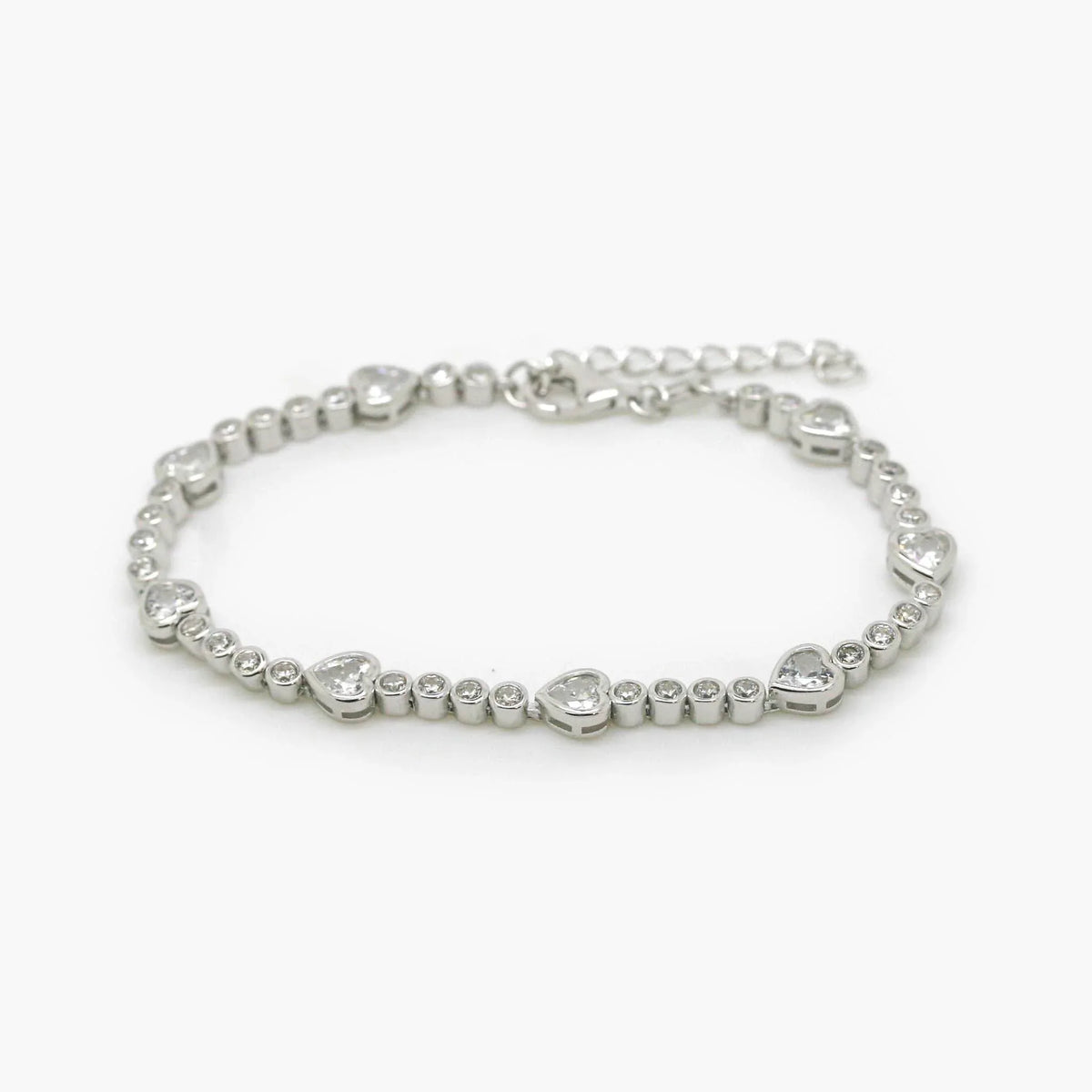 Silver CZ Hearts & Circles Bracelet - Jordans Jewellers