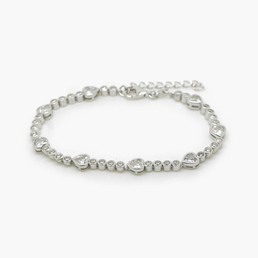Silver CZ Hearts & Circles Bracelet - Jordans Jewellers