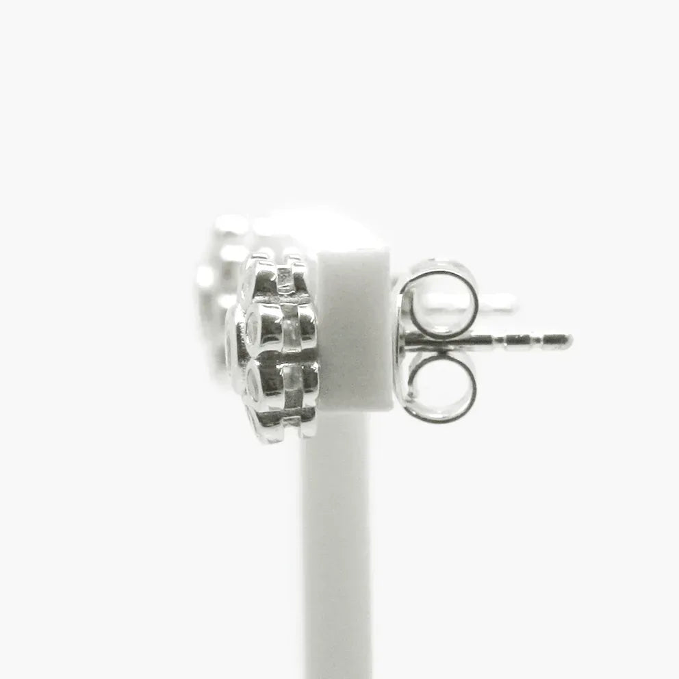 NEW Cubic Zirconia Silver Flower Stud Earrings - Jordans Jewellers