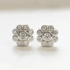 NEW Cubic Zirconia Silver Flower Stud Earrings - Jordans Jewellers