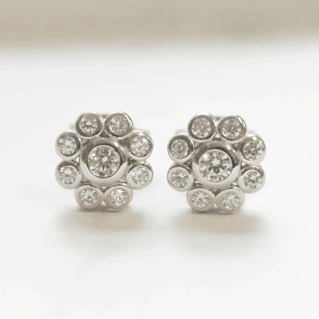 NEW Cubic Zirconia Silver Flower Stud Earrings - Jordans Jewellers