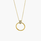 Gold Circle CZ Pendant Necklace in 9ct Yellow Gold - Jordans Jewellers