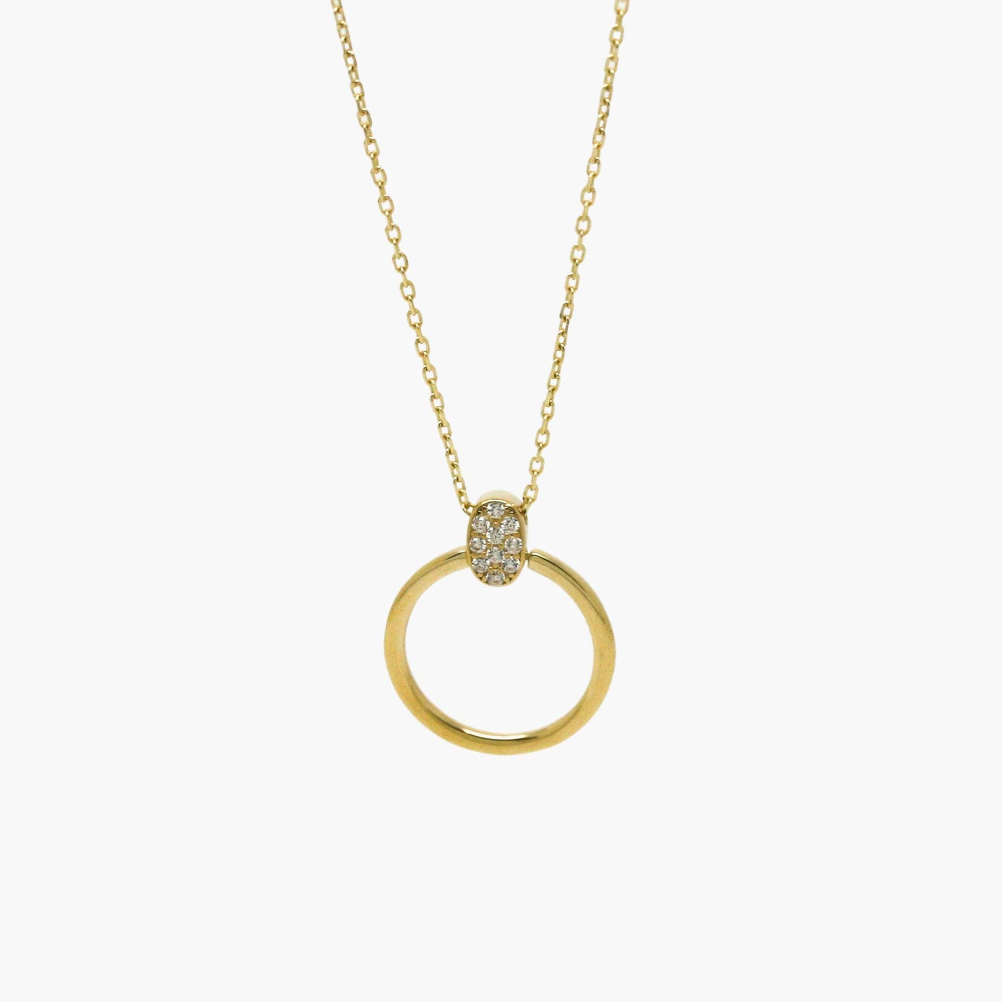 Gold Circle CZ Pendant Necklace in 9ct Yellow Gold - Jordans Jewellers