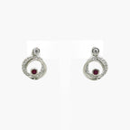Silver Ruby & CZ Circle Earrings - Jordans Jewellers