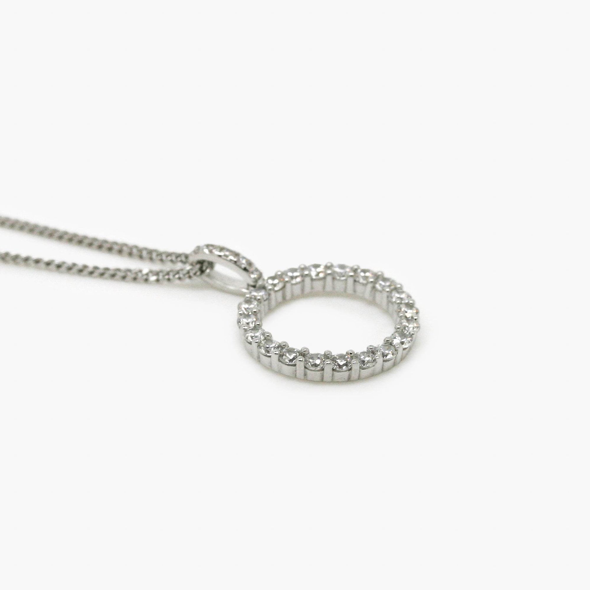 Silver Circle CZ Pendant Necklace - Jordans Jewellers