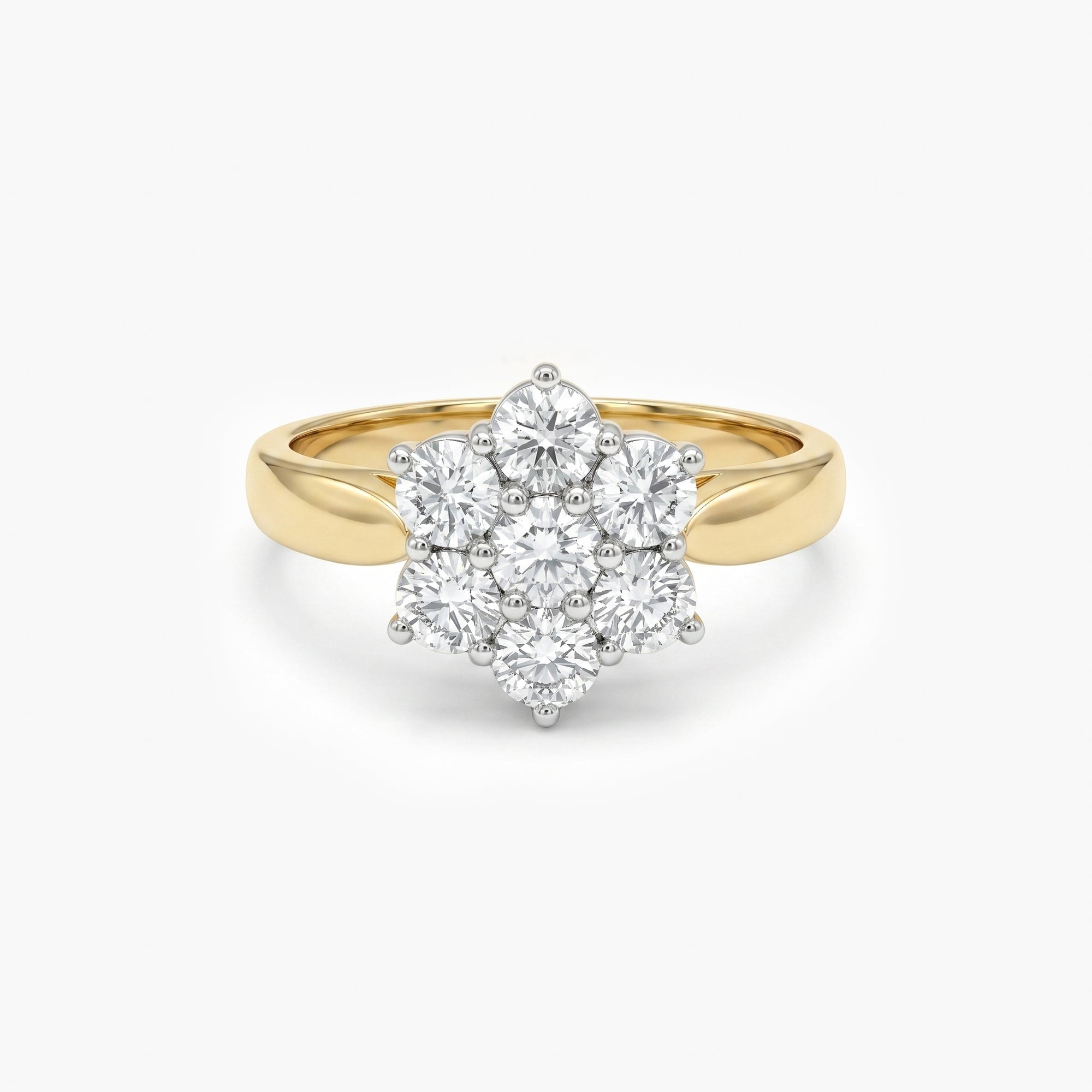 Pre-Owned 18ct Gold Diamond Floral Cluster Ring