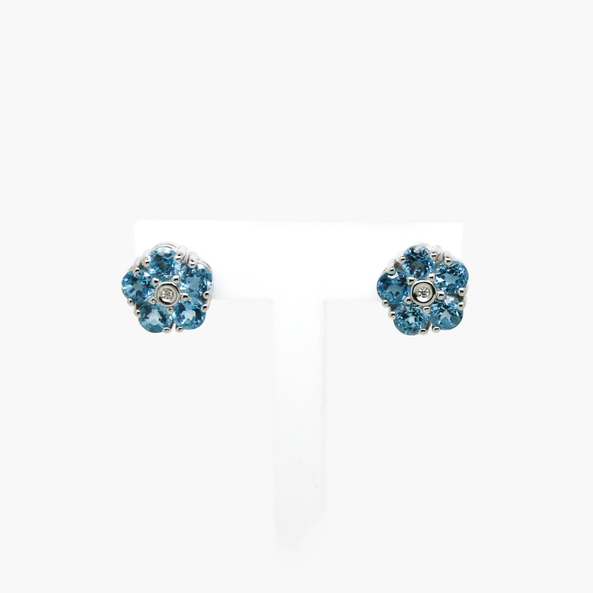 Daisy Blue Topaz & CZ Stud Earrings - Jordans Jewellers