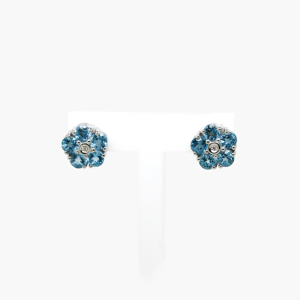 Daisy Blue Topaz & CZ Stud Earrings - Jordans Jewellers
