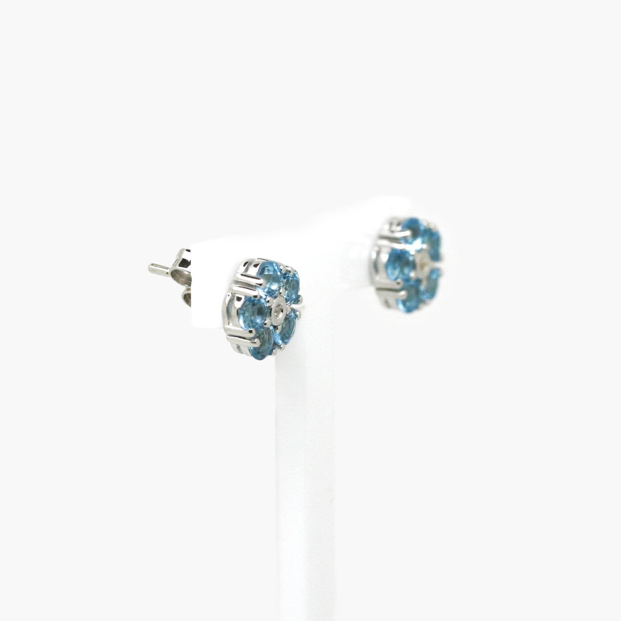 Daisy Blue Topaz & CZ Stud Earrings - Jordans Jewellers