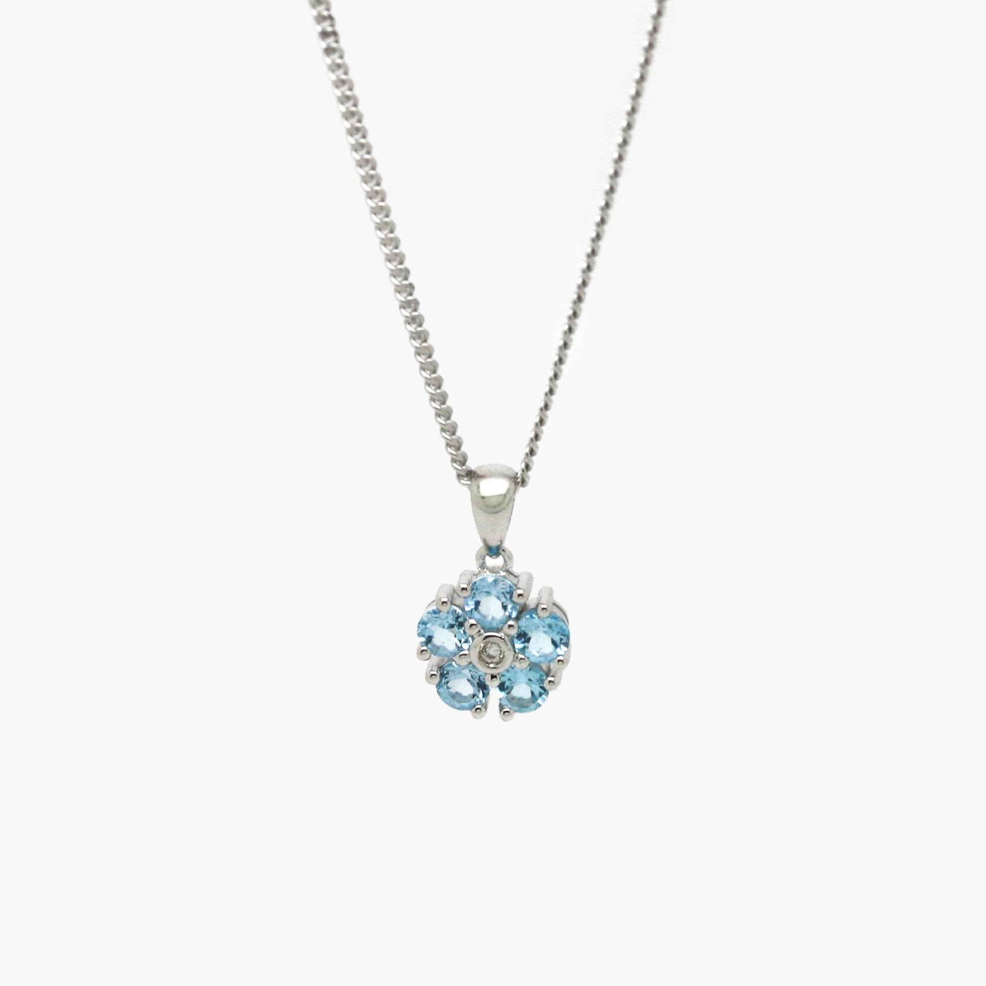 Daisy Blue Topaz & CZ Necklace - Jordans Jewellers